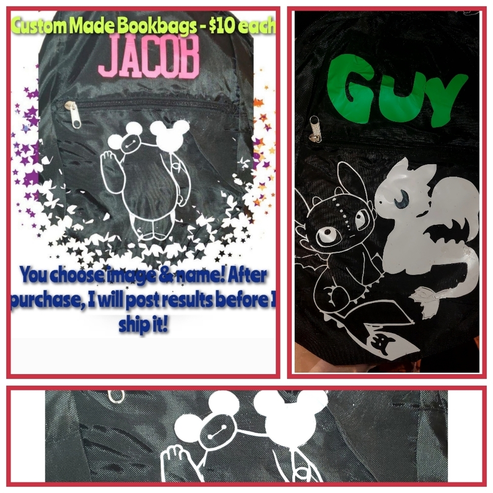 Custom Made Bookbags - $10 each! Discounts on orders of more than‎ 1 bag!!!